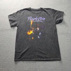Prince Purple Rain Graphic T-Shirt Men's M Faded Black Official Tee Authentic